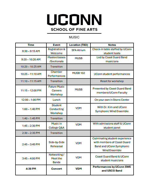 2026 Band Together Schedule